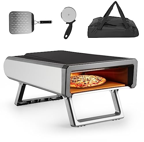 Forno per pizza, forno per pizza da 30,5 cm, in acciaio inox, portatile, con gas propano, kit di accessori, forno per pizza, piano di lavoro per esterni, cortile, cucina, campeggio