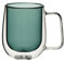 soulnioi 280ML Colored Double Walled Glass Coffee Mugs, Glass Water Cup Milk Cup Tea Mug Insulated Coffee Mug with Handle for Hot&Cold Drink (Green)