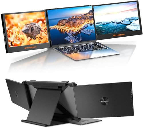 GTMEDIA Extensor de Pantalla para portátil de 11,6'',Extensor de Monitor para portátil FHD 1080P, Monitor portátil con Doble Altavoz Incorporado,Plug and Play Tipo-C/USB/HDMI para portátil/PC/ PS5