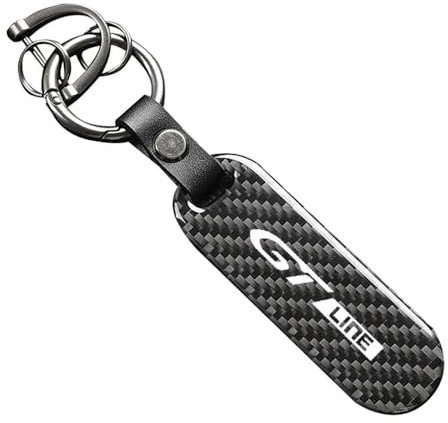 TrUkd Porte clés de Voiture Porte-clés Accessoires Compatible avec pour Peugeot GT 206 307 308 408 508 3008 - Fibre de Carbone - Cadeaux d'amateur de Voiture,S