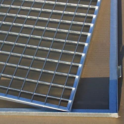 Gitterrost verzinkt 600x800mm mit ZARGE, Rahmen Maschenweite 30x30mm Gesamthöhe 23mm