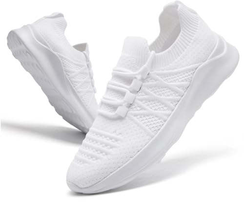 ZDFQLGV Damen Sportschuhe Tennisschuhe Laufschuhe Slip On Schuhe Wanderschuhe Fitnessschuhe Outdoor Freizeitschuhe Leichte Bequeme und atmungsaktive Schuhe Weiss EU 37