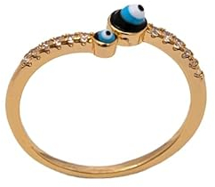 Remi Bijou Ring 'Nazar Boncuk' Türkisches Auge oder Halbmond mit Stern - verstellbare Größe (2 Augen Gold)