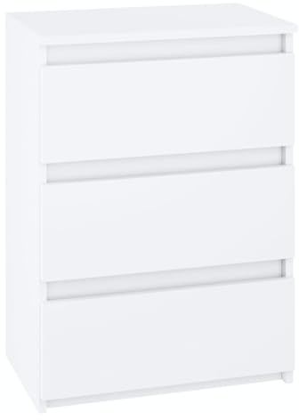 SoDREAMER Kommode 3 Schubladen weiß | 51,5x70,8x33,5 cm | Schrank für Kleidung, Dokumente, kleine Gegenstände | Ideal für Schlafzimmer, Wohnzimmer, Kinderzimmer und Büro