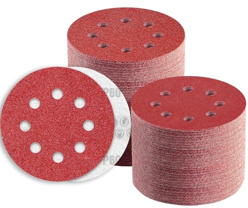 Schleifpapier 125mm Klett 60 Körnung, 8 Loch Schleifscheiben 125mm Rund Klett für Exzenterschleifer by TWSTYFAL (80 Stück)