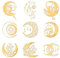 OLYCRAFT 9 Stück 4x4cm Mond Metallaufkleber Sonne Pilz Katze Selbstklebende Goldene Aufkleber Mond Motiv Metall Gold Aufkleber Für Sammelalben DIY Harz Basteln Telefon Wasserflaschen Dekor