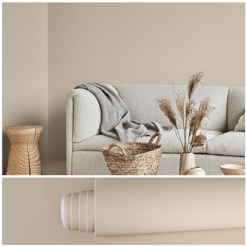 VEELIKE Matte Vintage 40cm×900cm Vinyl Wrap for Furniture - Beige Self-Adhesive Sticker - Washable, Removable