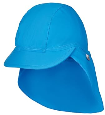 Sterntaler Schirmmütze Nacken Uni - Baby- und Kinder Mütze mit Nackenschutz - UV-Schutz 50+ Bademütze - Kopfbedeckung Schwimmbad und Strand - Unisex Bademode - leuchtblau, Größe 55