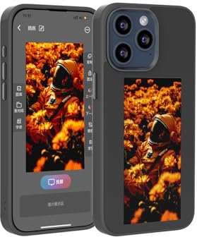 BLOSSOMLIFE DIY E-Ink Phone Case for iPhone 13 14 15 Pro Max APP Operation Smart Photo Rear Projection Customiza Phone Case Instantly Display Photos Back Cover (For iPhone13 Pro Max,Gray)