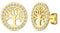 Dreamtimes Tree of Life Earrings for Women Stainless Steel Gold Color Clear Zircon Round Earrings Family Tree Earring Fashion Charm Luxury Jewelry Wedding Gift (Gold)