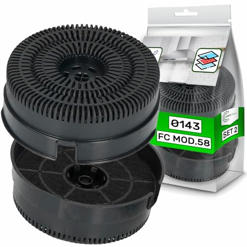 2 Piezas Carbón Filtro Campana Extractora Tipo 58 Ø143 mm con Сódigo Original 4055374690 482000009756 C00308179 C00333930 para Elica para Aeg para Indesit - Garantía de 5 Años - ONIX TECH