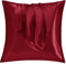 Vielit 2er Set Satin Kissnbezug 80x80 mit Zip,Weich wie EIN Silk Pillowcase,wie Seidenkissenbezug Geeignet für Curly Haar,Satin Kopfkissenbezug Kissenbezüge Rot Red Kissenhülle