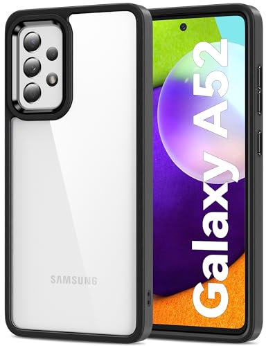 HOOMIL Crystal Clear Hülle für Samsung Galaxy A52 5G/A52 4G/A52s 5G, Anti Gelb Durchsichtig Handyhülle Stoßfest Schutzhülle - Schwarz