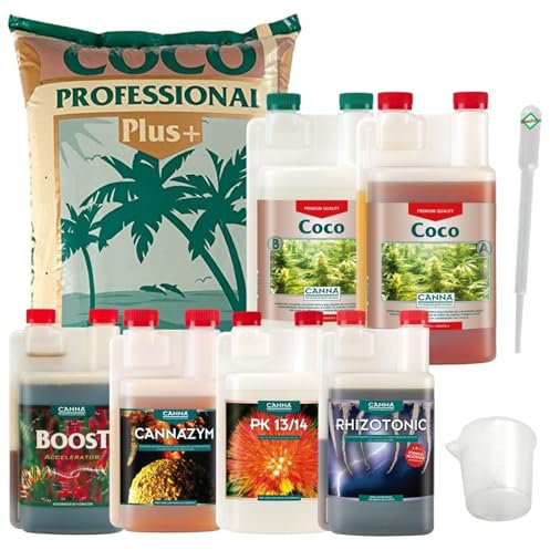 Weedness Canna Coco Dünger Erde Set All 50 Liter - Blumenerde Substrat Kokoserde Anzuchterde Palmenerde Rindenmulch Gartenerde Pflanzerde Grow Anbau