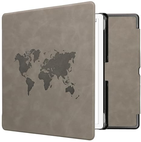 kwmobile Hülle kompatibel mit Amazon Kindle Scribe (2024) Hülle - Kunstleder Cover - Travel Umriss Grau