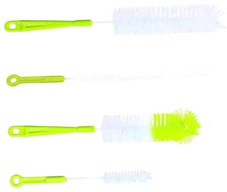 Baluue 1set Handle Bottle Brush Cleaning Kit for Bottles Sports Tumblers Cups Ergonomic Design Light Green Color