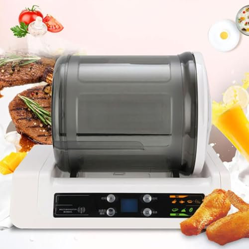 BDJSN 5-Liter-Trommel-Beizmaschine, 4 W kommerzieller Vakuum-Tumbler-Marinator mit LED-Digitalanzeige, 10-Stunden-Timer, für Hühnchen, Steak, Speck, Meeresfrüchte, Rindfleisch