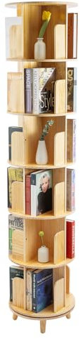 Tagtuell Drehbares Bücherregal, Standregal, Lagerregal für Kinder und Erwachsene, Multifunktionaler Bücherregal-Organizer, 360° Frei Drehbar mit 6 Ebenen