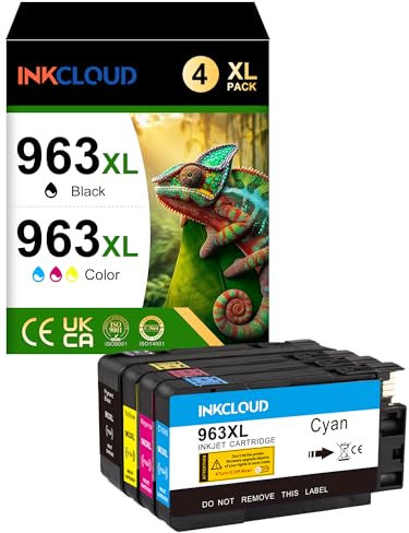 INKCLOUD 963XL Druckerpatronen Kompatibel für HP 963XL Multipack für HP Officejet Pro 9010 9012e Patronen für OfficeJet Pro 9010 9012 9013 9014 9015 9016 9018 9019 9020 9022 9023 9025 9026 9028