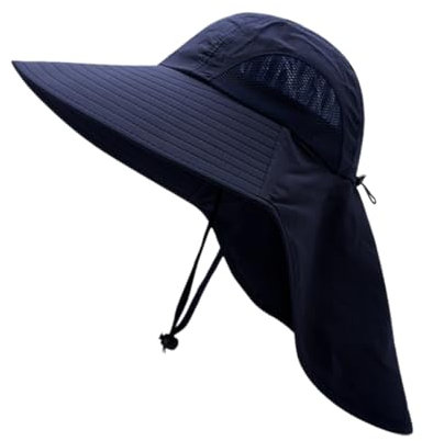 EIROVYA Unisex Sonnenhut,Sonnenhut Herren,Sonnenhüte für Damen,UPF 50+,Sonnenschutz Kopf,Sonnenmütze mit Nackenschutz,Outdoor Hut,Herrenwasserabweisend,Breite Kremp,Herren Damen(Marineblau)
