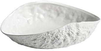 Platos de Comedor con diseño de Roca, Plato Hondo Ovalado Blanco Puro, Plato de Cocina Minimalista, Plato Principal de cerámica, vajilla de cerámica (14 Pulgadas)