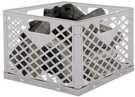 Kohlekorb - Kamineinsatz aus Metall, robuster Kohlehalter | Brennstoff-Organizer für Exzentergrill, Grillrost, Außen-Grillrost, Ascheauffangschale, Contr Werkzeug