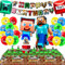 Decoración para Fiesta de Cumpleaños Infantil,42 Piezas Set con Globos, Globos de Aluminio 3D, Pancarta, Mantel, Platos, Servilletas para Fiesta,Globo temático de dibujos animados