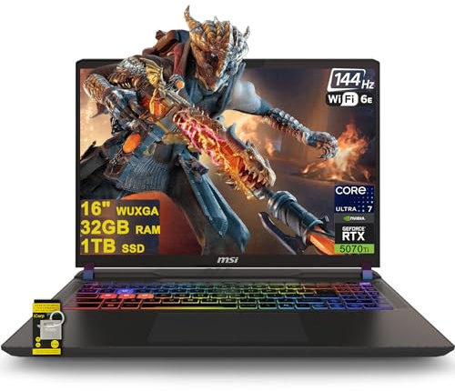 MSI Vector 16 HX AI Gaming Laptop 16 WUXGA IPS 144Hz Intel 20-core Ultra 7 255HX (Beats i9-14900HX) 32GB RAM 1TB SSD GeForce RTX 5070 Ti RGB Backlit Thunderbolt5 Wi-Fi6E Win11 ICP Hub w/Copilot AI PC