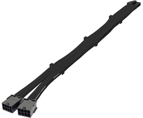 Young Wolf 12 Pin zu Dual 8 Pin GPU Connector Grafikkarte Power Extension Cable Adeptor Kompatibel mit NVIDIA Ampere GEFORCE RTX 3060ti 3070 3080 FE Funder Edition (Black)