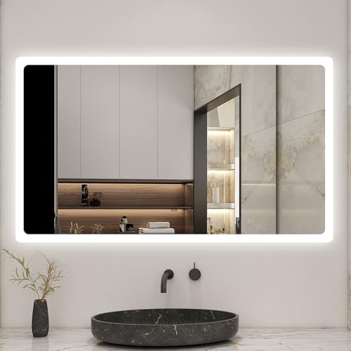 Biubiubath Badspiegel mit Beleuchtung 160x80cm Sensor-Schalter Beschlagfrei Kaltweiß dimmbar Memory-Funktion LED Wandspiegel IP44