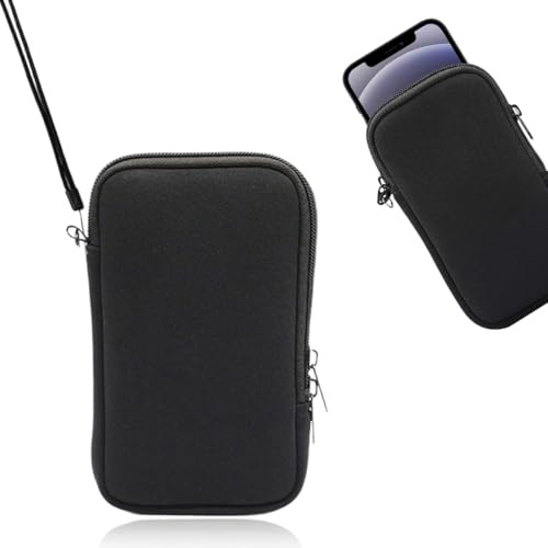 KIRZAX Custodia per Cellulare in Neoprene,Custodia per Telefono con Laccio da Collo, Custodie Protettiva Universale Per Telefono, Verticale Custodia per Telefono,Tasca per Cellulari con Cerniera