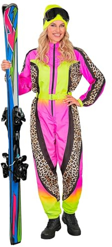 W WIDMANN MILANO Party Fashion - Skianzug Kostüm Damen | mit Overall und Gürtel im Retro-Design für Karneval, Après-Ski-Partys