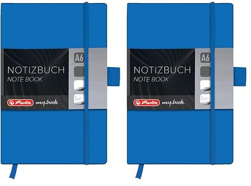 Herlitz 11369121 Notizbuch my.book Classic A6, 96 Blatt, liniert, blau (Packung mit 2)