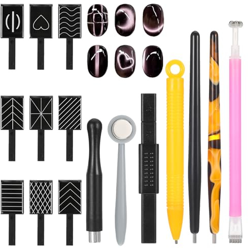 16 Stück Nail Art Werkzeug Magnetstift Cat Eye Magnet Upgraded DIY Magic 3D Nagel Magnet Stick Set Magnetwerkzeug für Katzenaugen Magische Effekt Nagellack