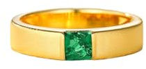 Tolldek Verlobungsring 14K Au585 Gelbgold, Grün 0.3ct Labor Erstellt Smaragd Gebürstet Matte Design Trauringe Quadratschliff, 585 Gold Ring Echte Goldschmuck, Gr.60 (19.1)