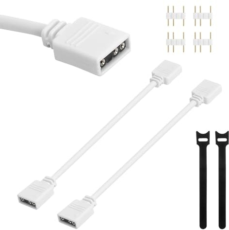 HENGBIRD 2 Stück ARGB Kabel Verlängerung 5V 3 Pin, 30cm Weiß Verlängerungskabel mit LED Streifen Verbinder für Mainboard Sync Lüfter LED Streifen