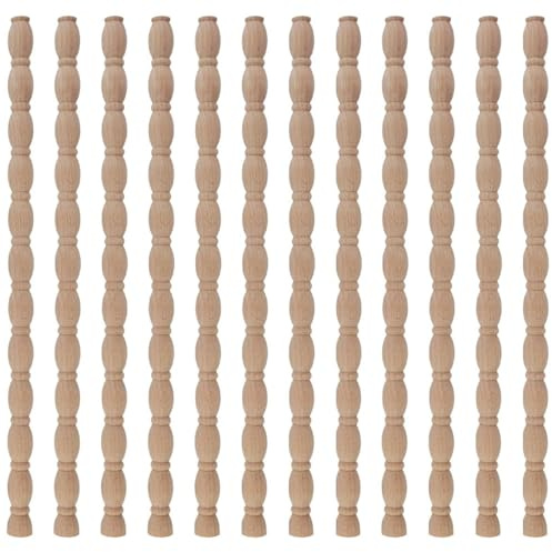 12 Stück dekorative Holzleisten 40cm unbehandelt, 3D-Holzleisten YWD-003, einzelne kürbisförmige Bordüre zum Selbermachen für Wandschränke, Regale, Fenster und Türen, Breite x Dicke (18x9mm)