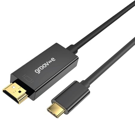 groov e USB-C to HDMI Cable 1.5M - 4K Video Output for Connecting Laptops, Tablets, and Phones to Monitors and TVs - Black