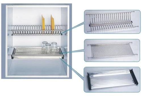 VI.TEL. Kit Scolapiatti Acciaio Inox con Supporto Vasca 86 cm per pensile da 90 cm griglia portapiatti H0079
