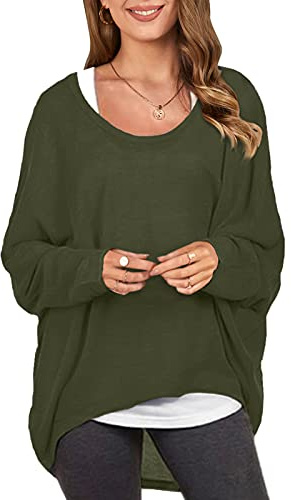 ZANZEA Pull asymétrique Ample pour Femme - Pull - Chemisier - Hauts surdimensionnés