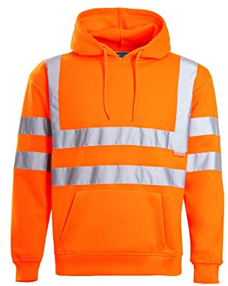 shelikes Mens Hi Vis Hoodies 2 Tone Sweatshirt Workwer Tops Pull Over Security Hoody Top