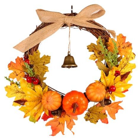 - Autunnale con Foglie di Agrifoglio, Autunnale, Ghirlanda per Porta, Ghirlanda di Natale, Decorazione Natalizia