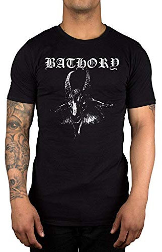 BATHORY Herren-T-Shirt, kurzärmelig, mit Logo, Schwarz Gr. L, Schwarz