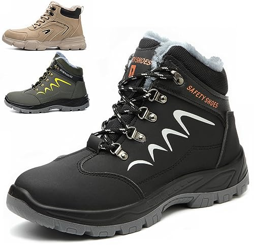 Scarpe Antinfortunistiche Invernali Leggere Uomo Donna Impermeabili Scarpe da Lavoro con Punta in Acciaio, con Calda Imbottitura, Stivali Sicurezza