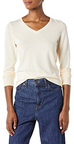 Amazon Essentials Pull Léger à Manches Longues, Col en V, Coupe Classique (Disponible en Grande Taille) Femme, Pêche Pâle, M
