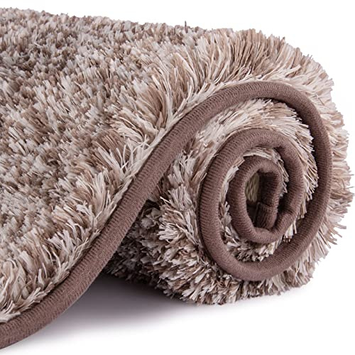 FCSDETAIL rutschfeste, Hochflor Badteppiche, Maschinenwaschbare Badematte, Badvorleger mit Wasserabsorbierenden, Weichen Mikrofasern für Badewanne, Dusche und Badezimmer