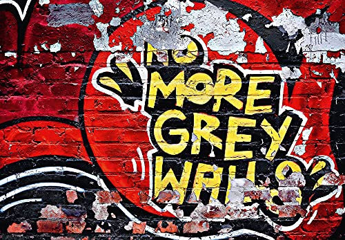Mantiburi Graffiti Papier peint photo Motif graffiti Rouge/jaune/noir/blanc/gris 3,66 x 2,54 m