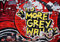 Mantiburi Graffiti Papier peint photo Motif graffiti Rouge/jaune/noir/blanc/gris 3,66 x 2,54 m