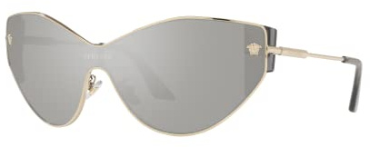 Versace Woman Sunglasses Pale Gold Frame, Light Grey Mirror Silver Lenses, 0MM