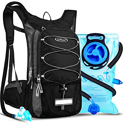 Lunidry Hydration Backpack with 3L Water Bladder, 15L Running Hydration Backpack for Men & Women, Lightweight Leakproof Water Rucksack Mountain Bike Hydration Bag Pack for Outdoor Cycling Hiking